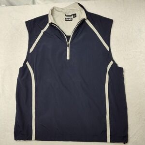 PING Vest Mens Large Blue 1/4 Zip Windbreaker Golf Pockets Lined Lightweight